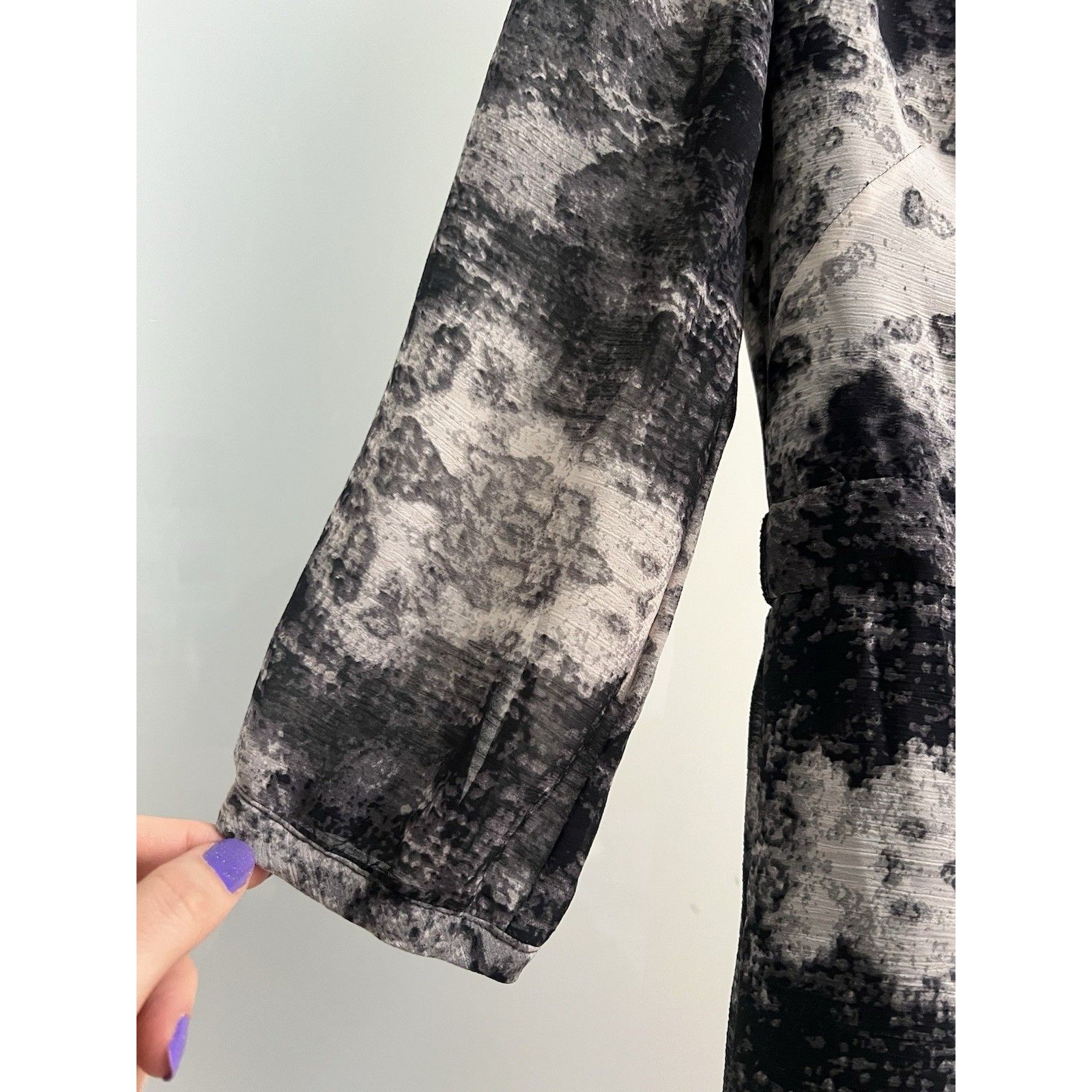 Brooklyn Industries Abstract Jacket Kimono Dress Black And White Chiffon Size M — image 4 of 6
